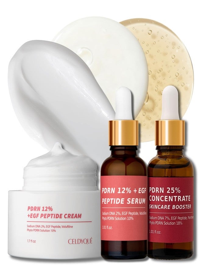 CELDYQUE Salmon DNA PDRN Pro Renewal Set – 25% PDRN Concentrate Booster + 12% PDRN Microneedling Serum w/Volufiline + 12% PDRN Cream – EGF Peptide, Niacinamide & Hyaluronic Acid Hydrating, Korean Skincare - Image 1